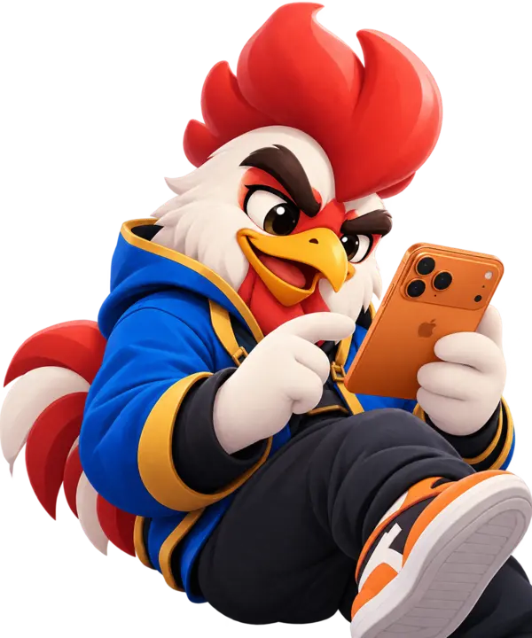 Mega888 mascot on iPhone